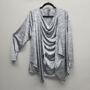 Allie & Rob Top Womens 2X Gray Space Dye Cowl Neck Draped Asym Hem Tunic